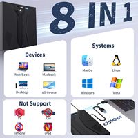 Lecteur Blu-ray externe 8-en-1 USB 3.0/Type-C, prend en charge 100 Go, grave DVD/CD/BD pour Windows, macOS, MacBook, ordinateur portable, ordinateur de bureau