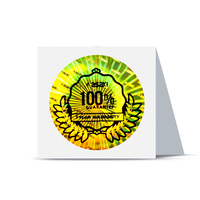 Autocollants holographiques dorés originaux personnalisés pour cartes, impression de logo holographique, étiquettes personnalisées, marque Void ODM