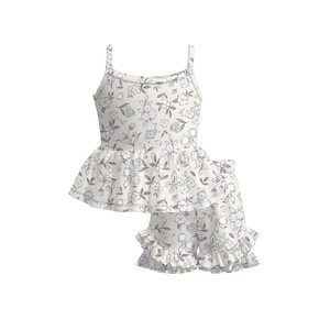 ชุดฤดูร้อนลายดอกไม้สีชมพูสำหรับเด็กผู้หญิง GSSO3531 ชุดเด็กขายส่งแบบไม่มีแขนเสื้อ - Product Image 3