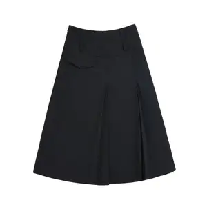 Adults Plain Dyed Oem Service Office Wear Versatile 2023 High Waist Slim Slip A Line Black Office Skirts Wholesale