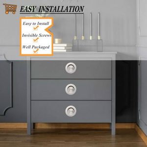 Manija de Puerta Redonda Empotrada de Acero Inoxidable, Diseño Contemporáneo, Fácil Instalación, Herraje para Muebles - Product Image 4