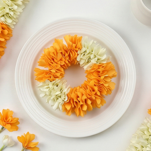 Artificial Flower Garland Orange <b>White</b> <b>Hanging</b> Decoration Marigold Style Floral Toran for Wedding Festival Home and Temple Decor - Product Image 3