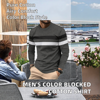 Pull en tricot à manches longues pour homme, motif imprimé color block, automne hiver, décontracté