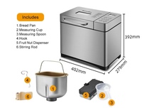 Máquina para Hacer Pan Personalizada, Doméstica, Totalmente Automática, Inteligente, con Dispensador de Frutas, Mezcladora de Masa y Fermentadora Multifuncional