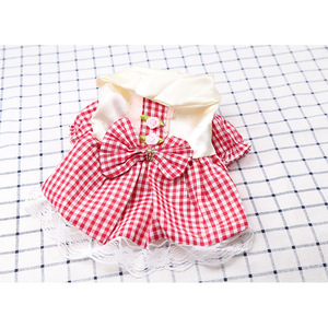 Jupe en coton à carreaux mignonne pour chiens et chats de petites, moyennes et grandes races, robe pour animaux de compagnie avec nœud et bordure en dentelle - Product Image 2