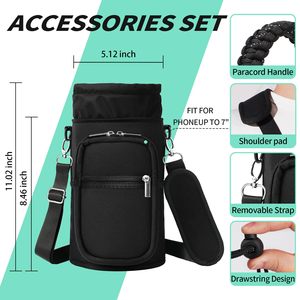 Sac de transport pour bouteille d'eau en néoprène 32/40/64/87/128 oz pour Stanley, avec 4 poches, support pour bouteille d'eau de sport avec poignée - Product Image 3