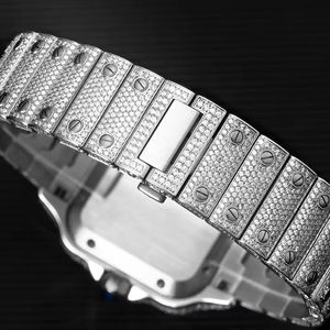 Reloj con Cristal de Zafiro, Cristal de Hielo VVS, Moissanita, Acero Inoxidable, Movimiento de Cuarzo ETA, Esfera Cuadrada de 38 mm, Resistente al Agua hasta 10 Bares - Product Image 3