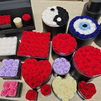 Roses éternelles pour un cadeau de saint-valentin, fleurs tenue longue durée, pour la saint-valentin, avec une boîte ronde, vente en gros,