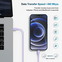Câble de charge rapide HNT coloré 60W 2M PD 3A rose USB C, câble double Type-C vers Type-C, câble de données multicolores