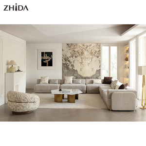 Sofá Modular Moderno en Forma de L con Base Dorada, Cojines Suaves, Mueble de Sala de Estar con Gran Espacio - Product Image 2
