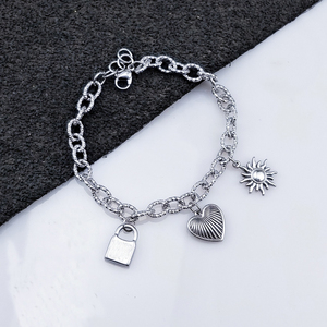 Bracelet en acier inoxydable avec pendentif cœur, bijoux de mode, chaîne à maillons, marque espagnole, bracelet CZ - Catalogue U - Product Image 2