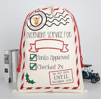Sac de noël par sublimation, grands sacs pour cadeaux de noël, en toile biologique, lourd, avec cordon de serrage rouge, 1 pièce