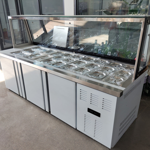 रेस्तरां काउंटर टॉप रेफ्रिजरेटर वर्कबेंच चिलर पिज्जा काउंटर फ्रीजर सलाद फ्रिज पिज्जा प्रीप टेबल रेफ्रिजरेटर - Product Image 2