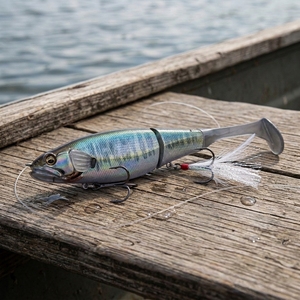 <span class=keywords><strong>Leurre</strong></span> de pêche articulé TOPRIGHT MJ242 6,3 po 1-1/4 oz à flottation lente avec queue souple en élastomère et ailerons de freinage pour achigan et brochet - Product Image 2