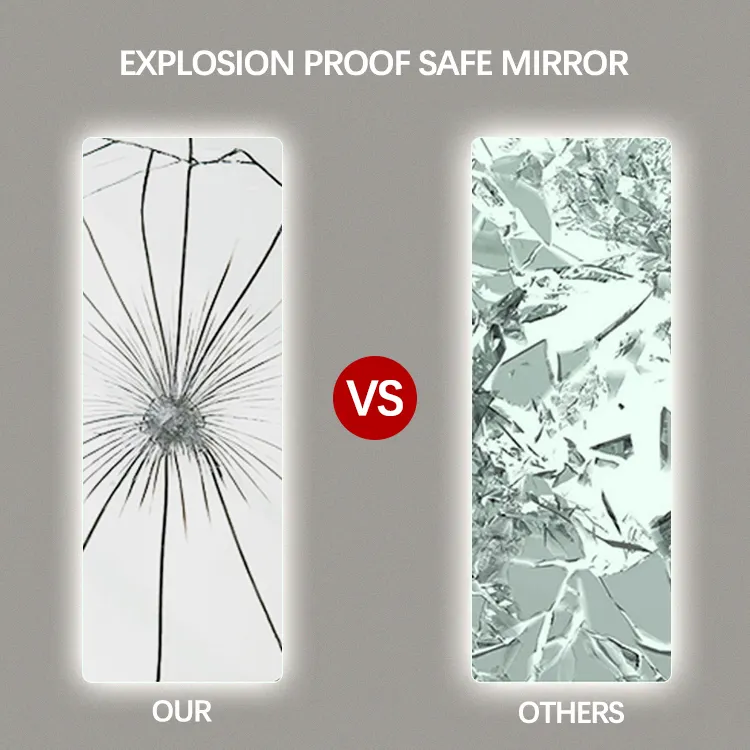 กระจกมองข้างแบบหรี่แสงได้ กระจกติดผนังแบบเต็มตัวพร้อมสวิตช์สัมผัส