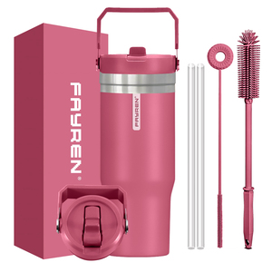 Gobelet isolé de 30 oz en acier inoxydable 18/8 avec couvercle à <span class=keywords><strong>paille</strong></span> rabattable, poignée souple mobile, <span class=keywords><strong>tasse</strong></span> étanche et sans BPA - Product Image 1