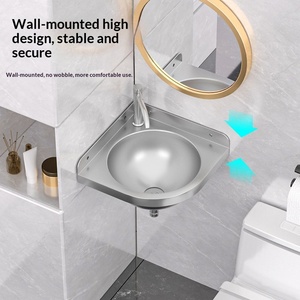 <span class=keywords><strong>Lavabo</strong></span> de Esquina de Acero Inoxidable 304, Negro, Triangular, Moderno, Minimalista, de una Pieza, con un Solo Orificio, <span class=keywords><strong>para</strong></span> Baños Pequeños - Product Image 4