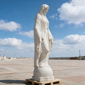Estatua Religiosa de la Virgen María de Tamaño Real, Hecha a Mano, de Mármol Blanco Natural Europeo, para Jardín o Iglesia - Product Image 4