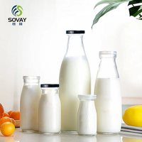 Botol kaca susu jus minuman, tempat penyimpanan 250ml 250ml 500ml 1000ml 1L dengan tutup