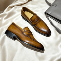 Mocassins Penny pour Hommes en Cuir Véritable avec Coutures Tressées, Chaussures Habillées à Enfiler pour Affaires, Style Sur Mesure de Qualité Supérieure à Prix d'Usine