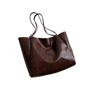Women's Genuine Leather Casual <b>Tote</b> Bag Large Capacity Minimalist Shoulder Strap Open Top Daily Use Handbags Wholesaler Price - Product Image 1