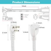 Rallonge d'alimentation Nema5-15r 10a 115v couleur blanche 90 degrés 5-15R prise 3 broches 2Ft à 25FT