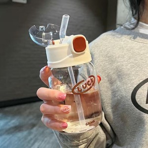 Gnmk Glass Water <b>Bottle</b> With Straw And Lid For Students Back To School Use - Product Image 1