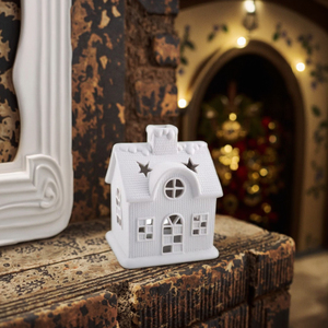 Casa di natale per decorazioni in ceramica leggera Bisque non verniciata - Product Image 4