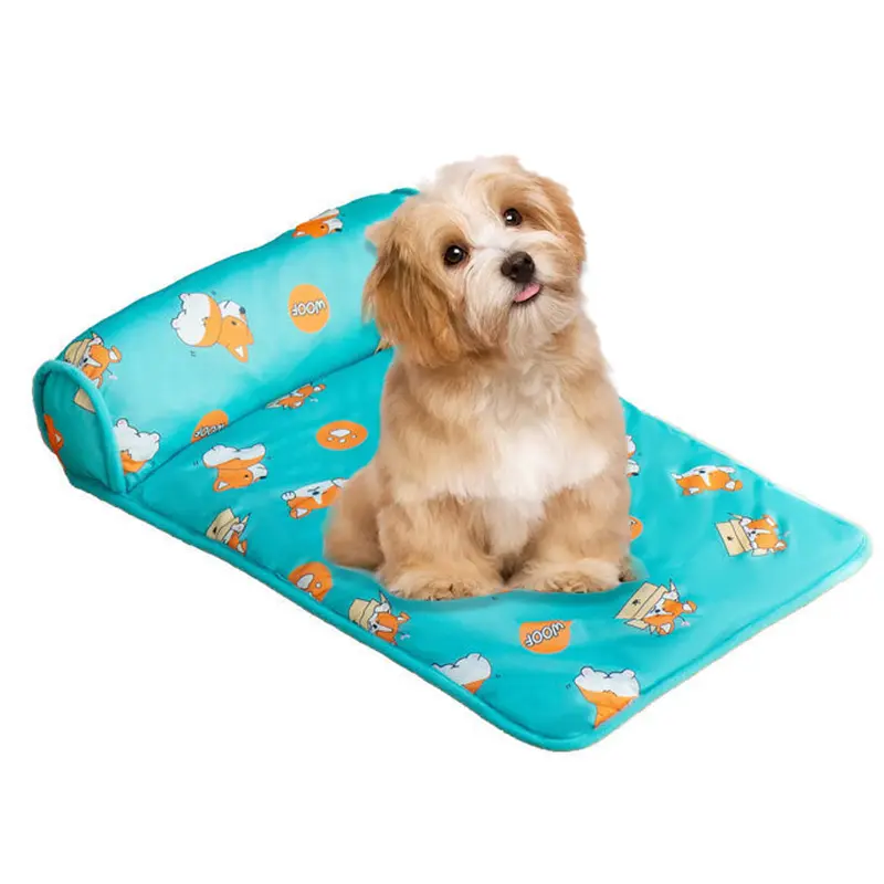 Wholesale customization Pet Ice Silk Mat with Pillow Cushion washable used for cats and dogs nest