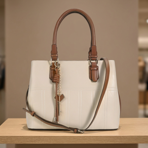 Sac fourre-tout décontracté en cuir PU bicolore, grande capacité, sac à bandoulière avec fermeture éclair, pour le bureau et l'usage quotidien, pour femme - Product Image 1