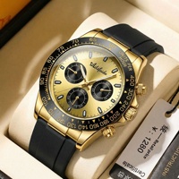 Montre à quartz pour homme Aili Feida 066, cadran argenté, bracelet en silicone, verre minéral, résistante à l'eau 30M, lumineuse