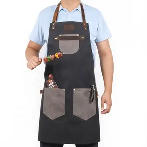 CHANGRONG Custom Heavy Duty Canvas kitchen Grill bbq apron for men