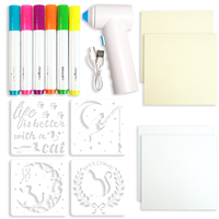 Kit de marqueur aérographe sans fil électrique, comprend 6 marqueurs jumbo, 4 pochoirs en plastique, 2 cartons, 6 papiers aquarelle