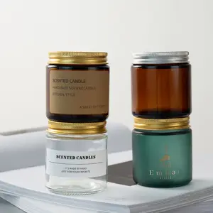 Luxe Groothandel Schroef Deksel Glas Container Voedsel Inblikken Kaars Maken Jar 8Oz Glas Rechte Zijdig Glazen Potten 8Oz