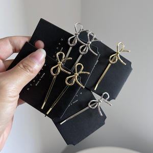 Barrettes minimalistes en métal avec nœud pour femmes, ensemble d'accessoires pour cheveux à clipser sur le côté - Product Image 1