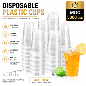 Bicchieri di Plastica Monouso PET da 2oz-46oz, Trasparenti e Impilabili, per Alimenti, Fornitori all'Ingrosso, Bicchieri in Plastica per Caffè, Tè, Latte e Bevande - Product Image 1