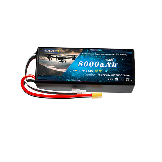 SAHAMP 22.8V 8000mAh 80C FPV High Voltage RC Lipo Battery 8S XT60 Connector Solid State 1000 Cycles 12-Month Warranty Drone UAV