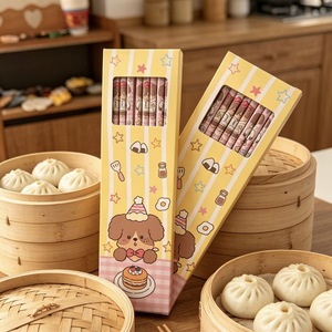 Baguettes en bambou Nanmu à motif rond, motif chiot de dessin animé, pour la maison et les cadeaux - Product Image 1