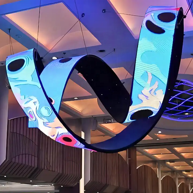 Indoor Newsroom Circular Curved Soft Flexible LED Display Screen Exhibition Trade Show Cylindrical Column Video Wall 2.5mm Pixel
