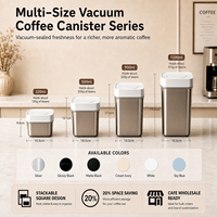 Bocal à café hermétique carré en acier inoxydable 304 à ouverture rapide, récipient de stockage de grains anti-humidité pour cuisine et café