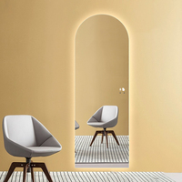 Miroir LED mural pleine longueur intelligent avec éclairage rétroéclairé, fonction anti-buée et interrupteur tactile/sensoriel pour la décoration intérieure