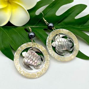 Boucles d'oreilles hawaïennes en forme de tortue pour femmes, boucles d'oreilles en nacre naturelle de haute qualité - Product Image 6