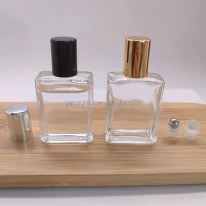 Sıcak satış 10ml 15ml Mini kare temizle boş parfüm rulo konteyner üzerinde uçucu yağ cam rulo şişe