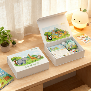 Puzzles en papier en trois dimensions d'animaux de dessin animé, y compris des girafes, des pandas, des éléphants, ensemble de jouets éducatifs DIY - Product Image 2