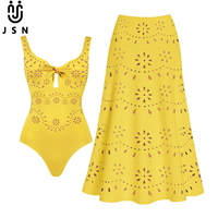 JSN 2026 Nouvelle Collection Maillot de Bain Femme Personnalisé Col V Évidé Une Pièce avec Robe de Plage Sexy et Tendance