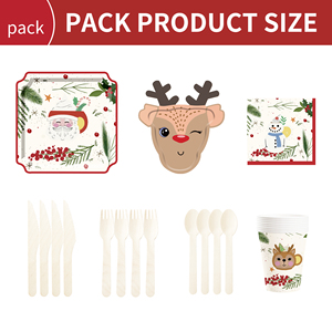 Juego de Vajilla Desechable DAMAI para Navidad, Platos de Postre con Forma de Alce, Servilletas de Papel para Decoraciones Navideñas de Interior - Product Image 3