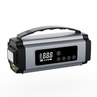 Démarreur d'urgence 600A tout-en-un pour voiture avec gonfleur, batterie externe, manomètre de pression des pneus, éclairage et portabilité