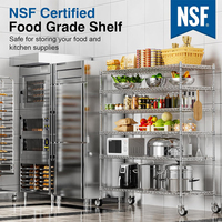 Heavy Duty 6 couches L1215 * W457 * H2000mm unité d'étagère en fil NSF Certification utilitaire acier roulant avec roues support de rangement de cuisine