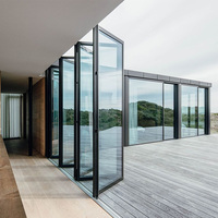 Porte et fenêtre pliantes modernes en aluminium, résistantes aux ouragans, étanches, avec verre isolant double couche, pour appartement, villa, balcon, patio, intérieur