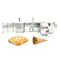 Chaîne de production de cornets de crème glacée rotative automatique à chauffage au gaz HNOC 6000-15000 pcs/h, contrôle PLC, en acier inoxydable 304